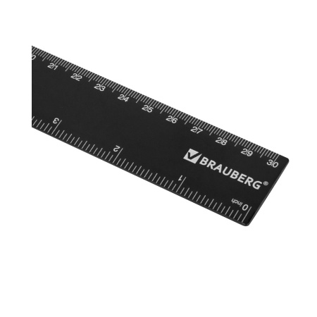 Линейка 30см. BRAUBERG черная (210837)