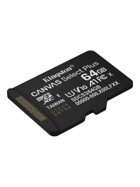 Карта памяти MicroSDXC 64Gb Kingston Class10 UHS-I V10 150MB/s [SDCS3/64GBSP](без адаптера)