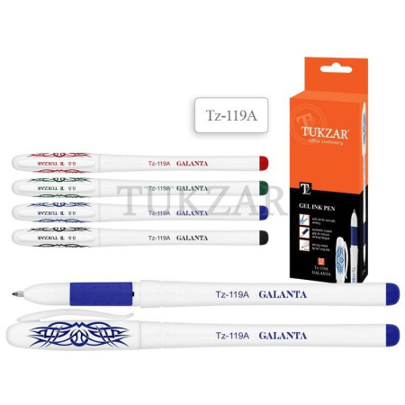 Ручка гелевая TUKZAR белый пластиковый корпус, резиновый держатель TZ 119 A