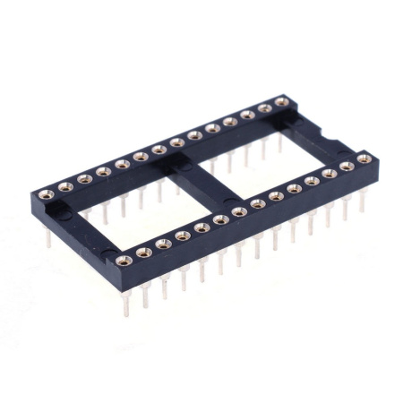 Панелька для микросхемы, шаг 2.54, DIP-28, ширина 15.24, цанговая, SCLM-28