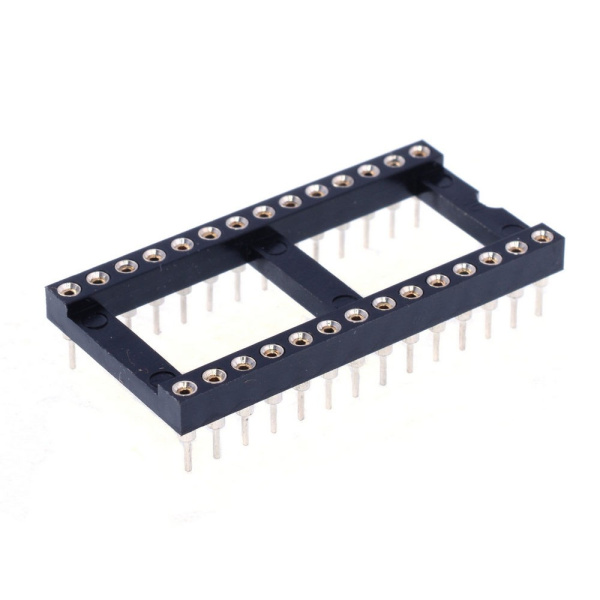 Панелька для микросхемы, шаг 2.54, DIP-28, ширина 15.24, цанговая, SCLM-28