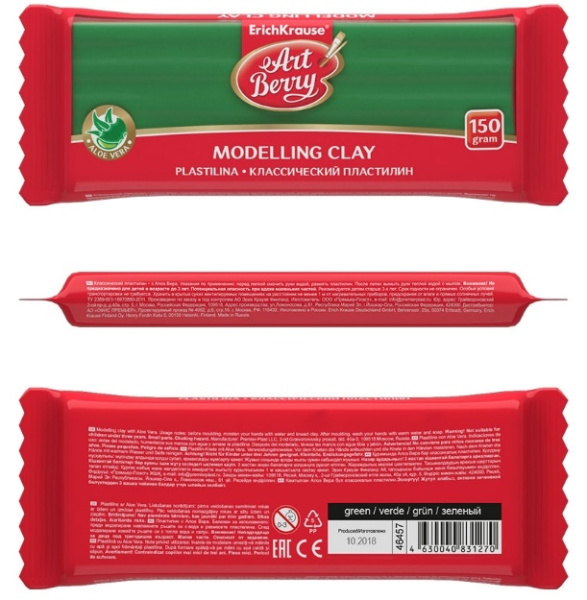 Пластилин 150гр. ErichKrause классический, зеленый (46457)