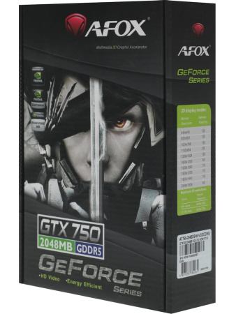 Видеокарта GeForce GTX750 Afox 2Гб GDDR5,128bit,DVI,HDMI,VGA (AF750-2048D5H6-V3) ret