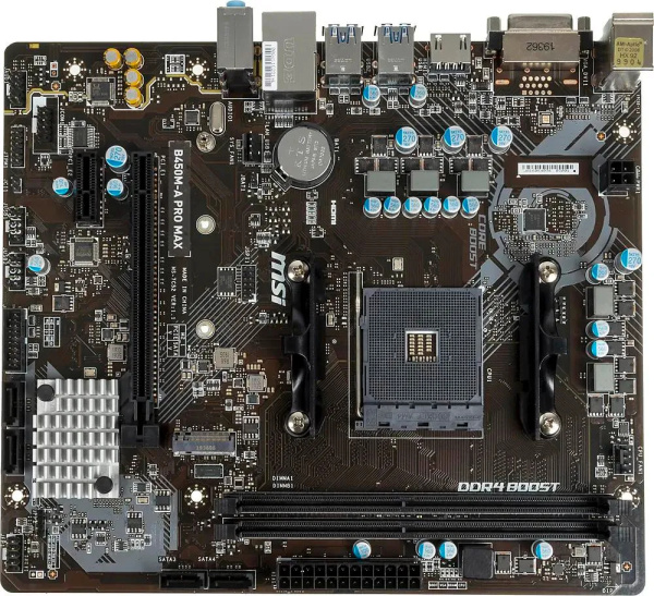 Мат.плата SocAM4 AMD B450 MSI B450M-A PRO MAX (mATX,2DDR4,M.2,DVI,HDMI,PC4133)
