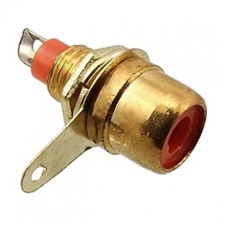 Разъем RCA, гнездо, корпусной, металл, красный, 7-0234R (RS-115G)