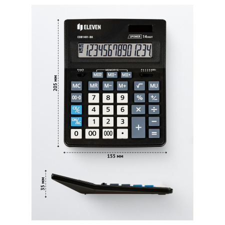 Калькулятор ELEVEN Business Line CDB1401-BK, 14 разр., двойное питание, черный