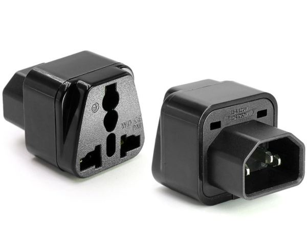 Переходник IEC 60320 C14 - универсальная сетевая розетка, 10а, черный, HD-320