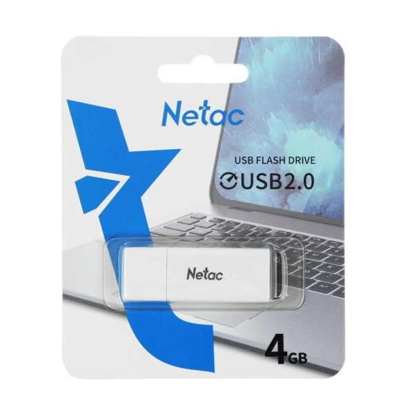 Флеш-накопитель USB2.0 4Gb Netac U185 (NT03U185N-004G-20WH) белый с колпачком, пластик