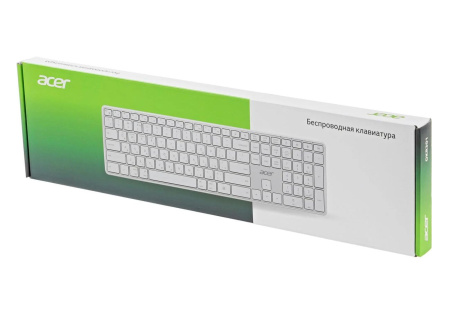 Клавиатура Беспроводная Acer OKR301, USB Bluetooth/Радиоканал, белый/серебристый