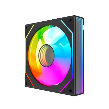 Кулер в корпус 120х120х25 Powercase (M52-12 ARGB) Black (600-1800prm/4pin PWM (M+F)+ 3pin ARGB (M+F)/53.71 CFM/36.5дБ/подшипник гидравлический/ARGB)