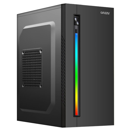Корпус mATX Б_БП Ginzzu D350 RGB (USB, Audio, RGB Led, черный)
