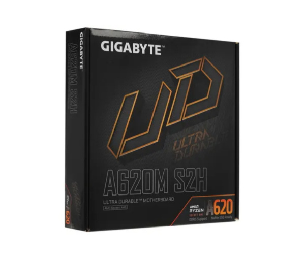 Мат.плата SocAM5 AMD A620 Gigabyte A620M S2H (mATX,2DDR5,M.2,PCI-E16,PCI-E,DP,HDMI,VGA,PC6400)