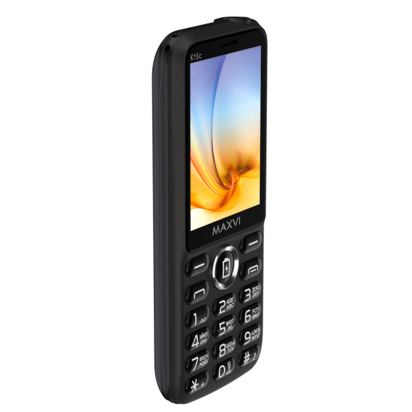 Сотовый Maxvi K15c Black 2sim/2.8"/320*240/microSD/0.5МП/Bt/2500мАч/моноблок