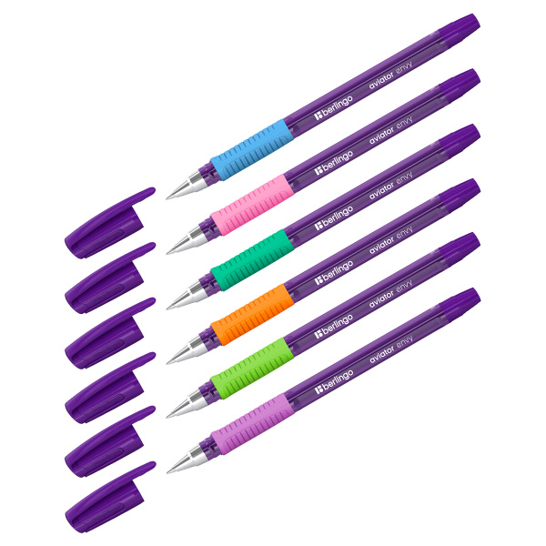 Ручка шариковая BERLINGO "Aviator Envy" 0,7мм., грип. синяя (CBp_07514)