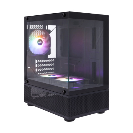 Корпус mATX Б_БП 1STPLAYER MIKU Mi2-A Black (USB3.0, Audio, 3x120mm LED,черный)[Mi2-A-BK-2F1R-1F1]