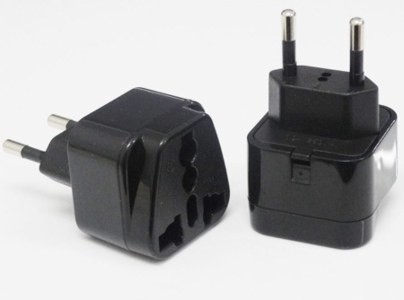 Переходник сетевая вилка плоская - универсальная сетевая розетка, 10а, черный, WD-9C