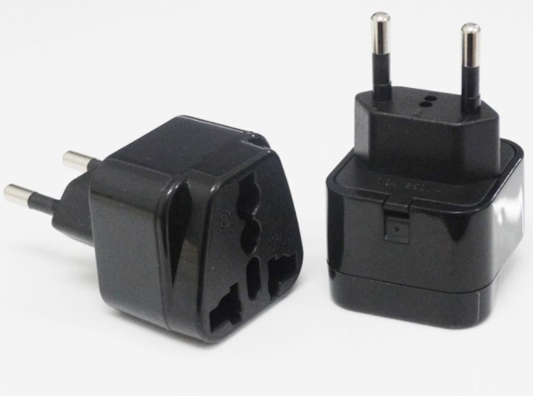 Переходник сетевая вилка плоская - универсальная сетевая розетка, 10а, черный, WD-9C