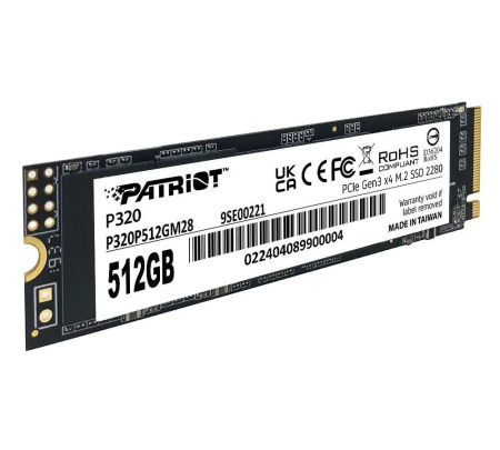 SSD-накопитель M.2 512Гб Patriot P320 [P320P512GM28](3D NAND,NVMe,3000/2200 Мб/с)