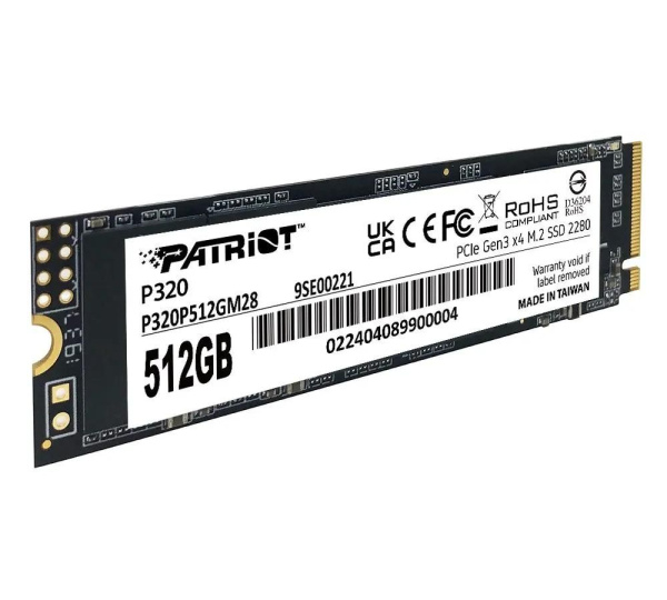 SSD-накопитель M.2 512Гб Patriot P320 [P320P512GM28](3D NAND,NVMe,3000/2200 Мб/с)