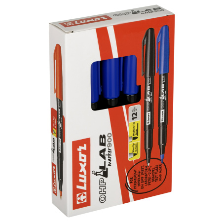 Маркер перманентный LUXOR "OHP 910" лабораторный, синий, пулевидный, 0,7мм (3282 L)