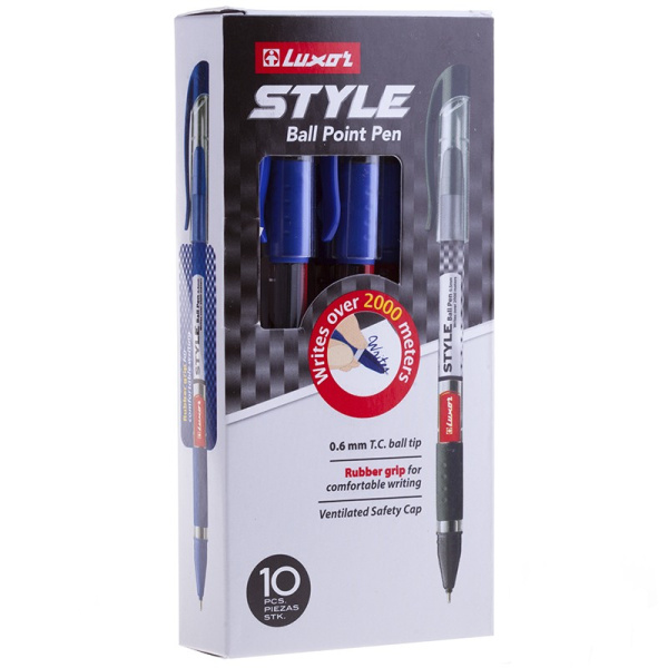 Ручка шариковая LUXOR "Style" синяя игольч. 0,7мм. грип (1792)