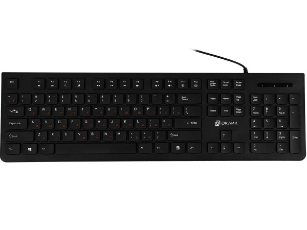 Клавиатура USB Oklick 505M slim, 104 клавиши, Black