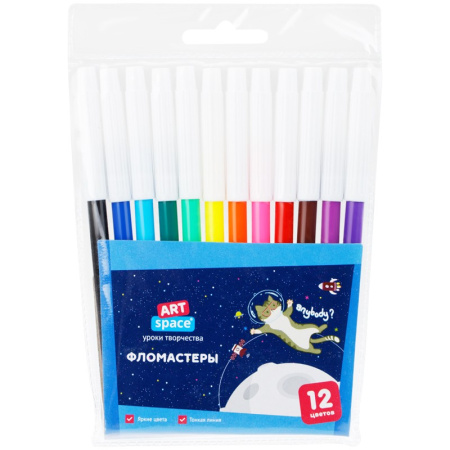Фломастеры 12цв. ArtSpace "Космические приключения" (WCP12_26827)