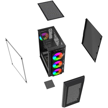 Корпус ATX Б_БП Powercase Mistral S4B (USB, Audio,TG, 4x120mm FRGB, черный)[CMSB-L4]