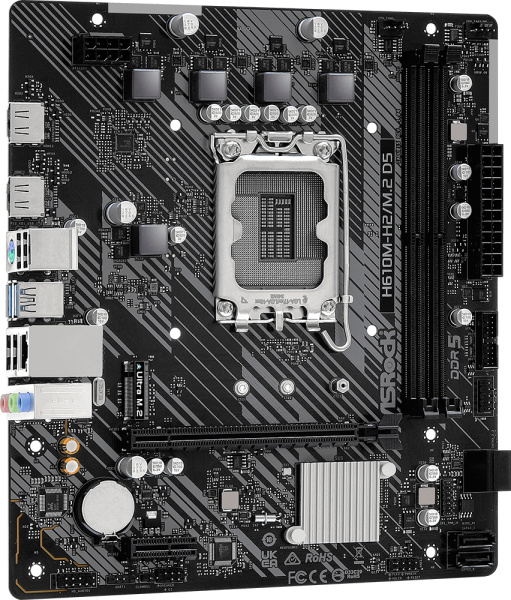 Мат.плата S1700 H610 ASRock H610M-H2/M.2 D5 (mATX,2DDR5,M.2,PCI-E16,PCI-E,2HDMI,PC5600)