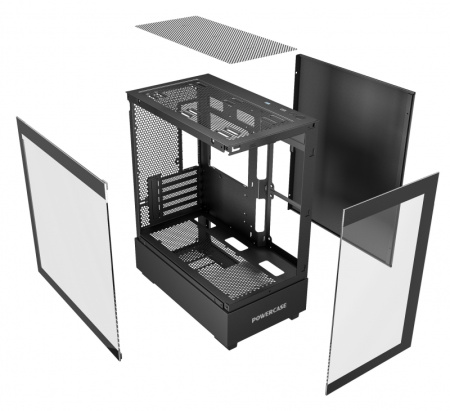 Корпус mATX Б_БП Powercase Vision Micro M (USB, Audio,TG,черный)[CVMMB-L0]
