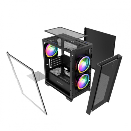 Корпус mATX Б_БП Powercase Alisio Micro Z3B ARGB (USB, Audio,TG, 3x120mm ARGB,черный)[CAMZB-A3]