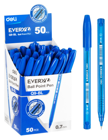 Ручка шариковая DELI "Every" синяя, 07мм (EQ9-BL)