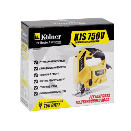 Лобзик Kolner KJS 750V 750Вт,  0-3000 об/мин, ход полотна 18мм, глубина пропила 70мм