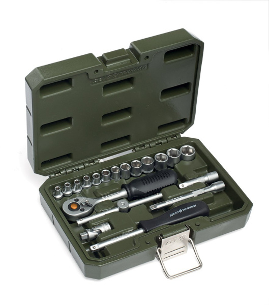 Набор головок шестигранных с трещоткой 1/4", 19 предметов, Дело техники 600719