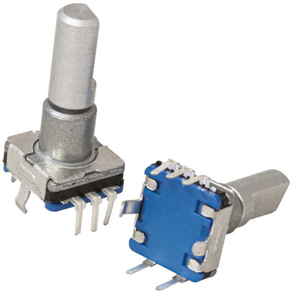 Энкодер инкрементальный EC11, с кнопкой, вертикальный, 15 импульсов, 11.7*12мм, вал с лыской