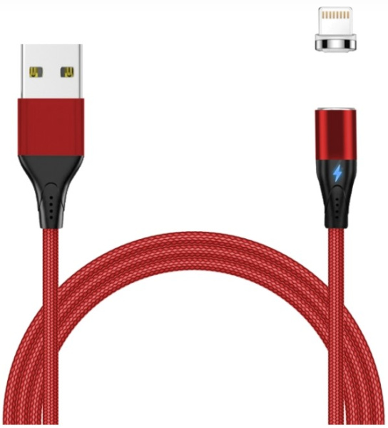 Кабель Lightning (m) - USB(m) Jet.A, 2м, тканевая оплетка, красный (JA-DC48)