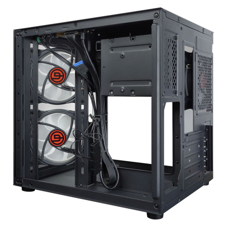 Корпус mATX Б_БП Ginzzu V150 (USB3.0,Audio,черный,3х120мм FRGB,"стеклянный куб")