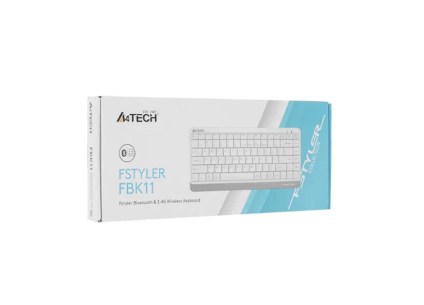 Клавиатура беспроводная A4Tech Fstyler FBK11 Slim Bluetooth/Радиоканал 2.4ГГц , белый/серый