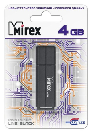Флеш-накопитель USB2.0 4Gb Mirex Line (13600-FMULBK04) черный