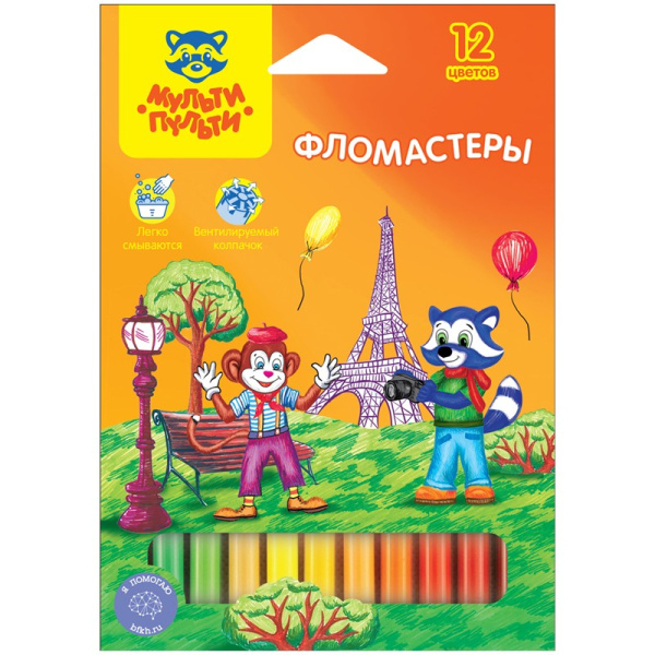 Фломастеры 12цв. Мульти-Пульти "Енот во Франции"  WP_10716