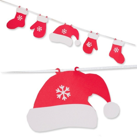 Бумажная гирлянда "Новогодняя. Колпак, Варежки, Валенки" 1,15м. (6831303)