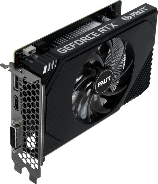 Видеокарта Palit PCI-E 4.0 PA-RTX3050 STORMX OC NVIDIA GeForce RTX 3050 6Gb 96bit GDDR6 1042/14000 DVIx1 HDMIx1 DPx1 HDCP Ret