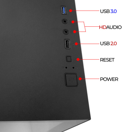 Корпус mATX Б_БП Ginzzu V190 (USB3.0,Audio,черный,3х120мм FRGB,"стеклянный куб")
