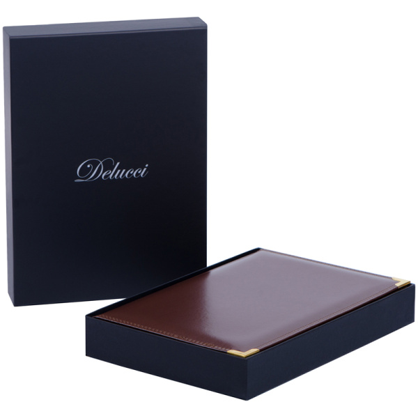 Ежедневник DELUCCI А6 недатир. 160л. гладкая кожа, зол. срез, коричневый UD1_89602