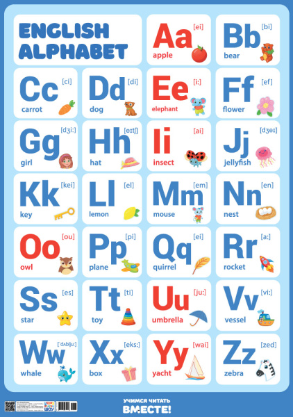 Плакат "Английский алфавит" А2, ПОК-101