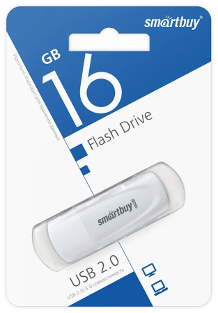 Флеш-накопитель USB2.0 16Gb SmartBuy Scout (SB016GB2SCW) белый