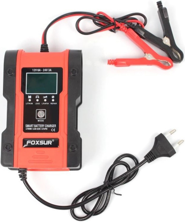 Зарядное устройство LA 12/24в 6/3а, крокодилы, интеллектуальное, десульфатация, Foxsur FBC122406D