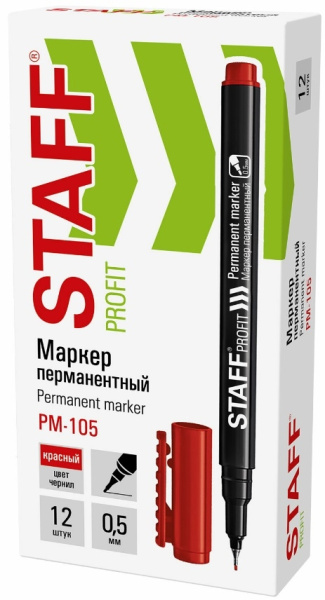 Маркер перманентный STAFF "Profit PM-105" 0,5мм., красный (152172)