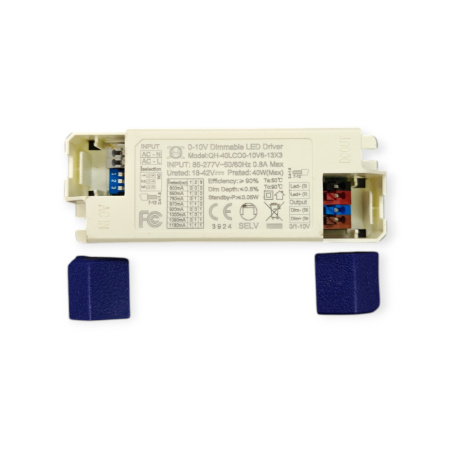 Драйвер светодиодный (LED)  600..1200мА, 18..42в, 40вт, IP20, 96*36*24мм, QH-40LCO0-10V6-13X3