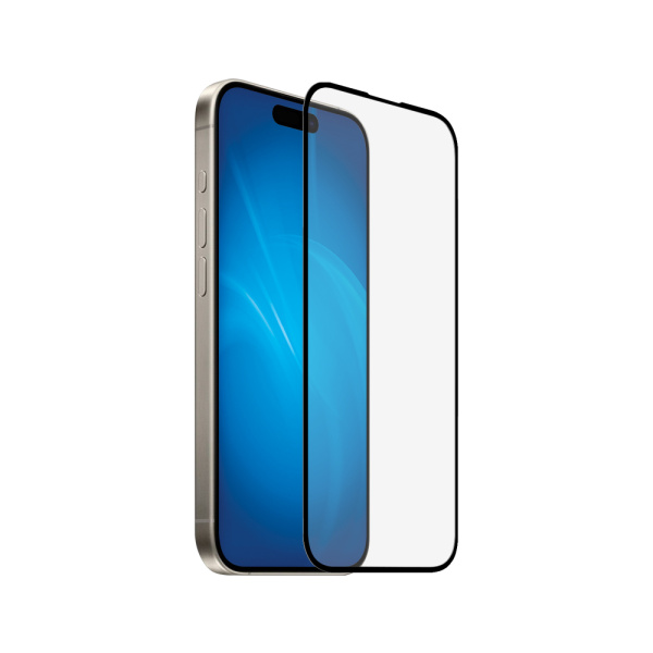 Защитное стекло для iPhone 15 Pro Max с цветной рамкой (fullscreen+fullglue) (DF iColor-38) (black)